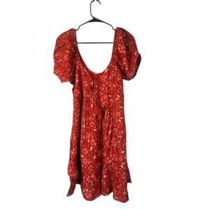 Band of the Free Women’s Red Floral Paisley Short Sleeve Boho Dress Size Large
